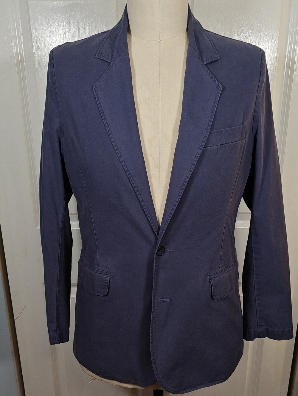 Vintage 90s LL Bean Mens 40 Regular Navy Blue Unstructured Cotton Blazer Jacket